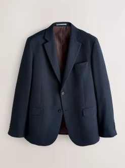 Navy Blue Skinny Fit Textured Suit Jacket