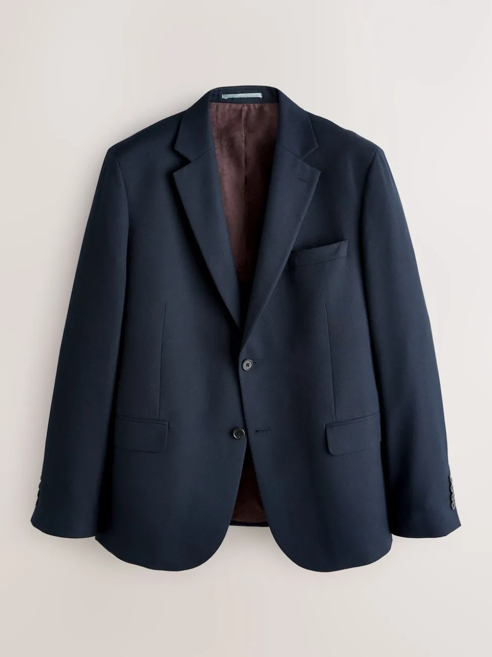 Navy Blue Skinny Fit Textured Suit Jacket
