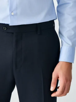 Navy Blue Skinny Fit Textured Suit Trousers