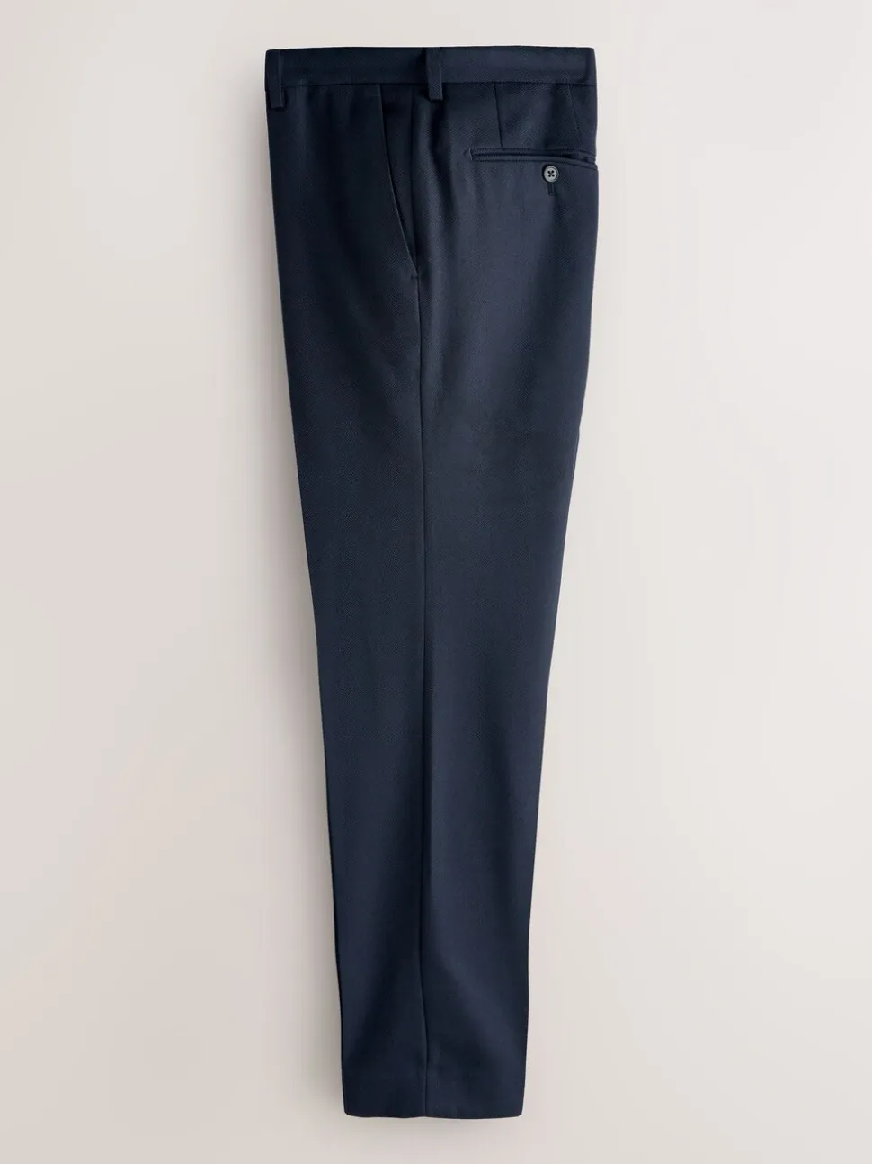 Navy Blue Skinny Fit Textured Suit Trousers