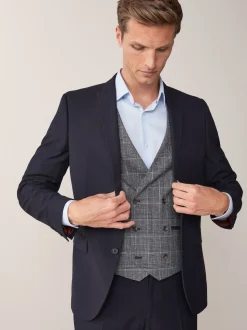 Navy Blue Skinny Fit Two Button Suit Jacket