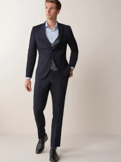 Navy Blue Skinny Fit Two Button Suit Jacket