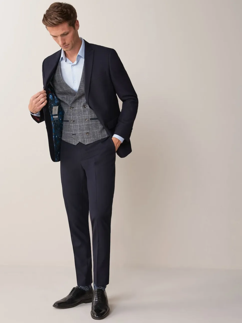 Navy Blue Skinny Fit Two Button Suit Jacket