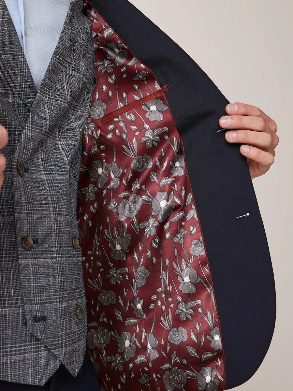 Navy Blue Skinny Fit Two Button Suit Jacket