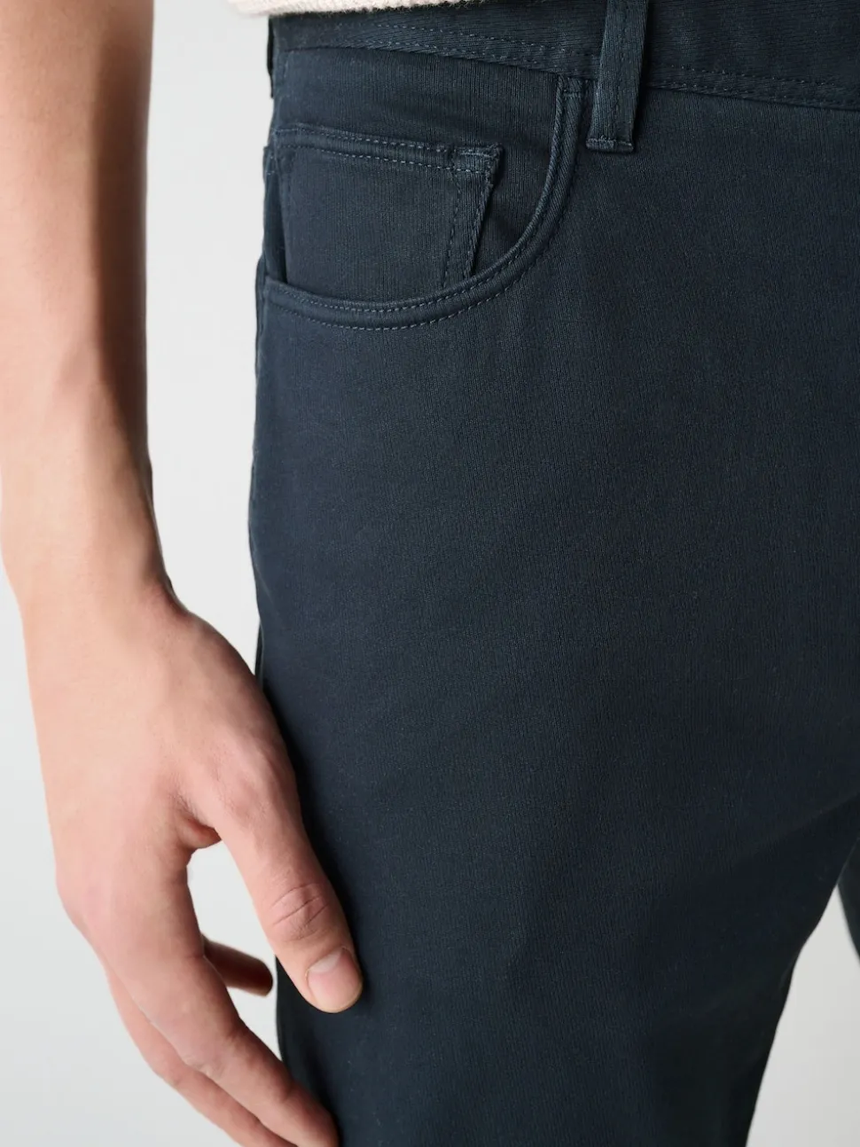 Navy Blue Slim Fit 5 Pocket Soft Touch Trousers