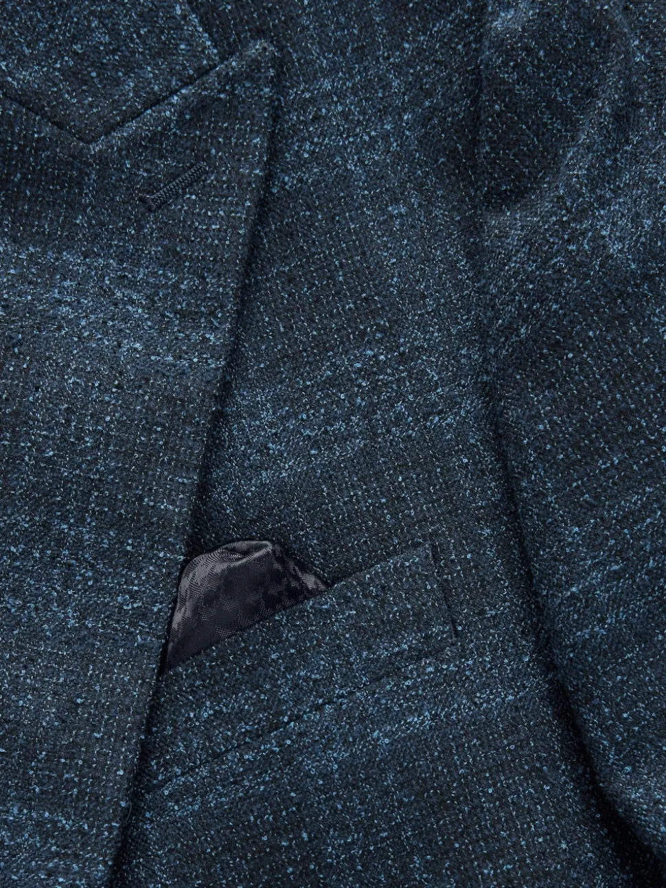 Navy Blue Slim Fit Check Suit Jacket