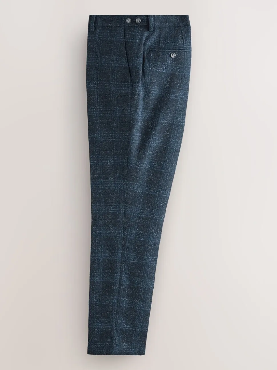 Navy Blue Slim Fit Check Suit Trousers