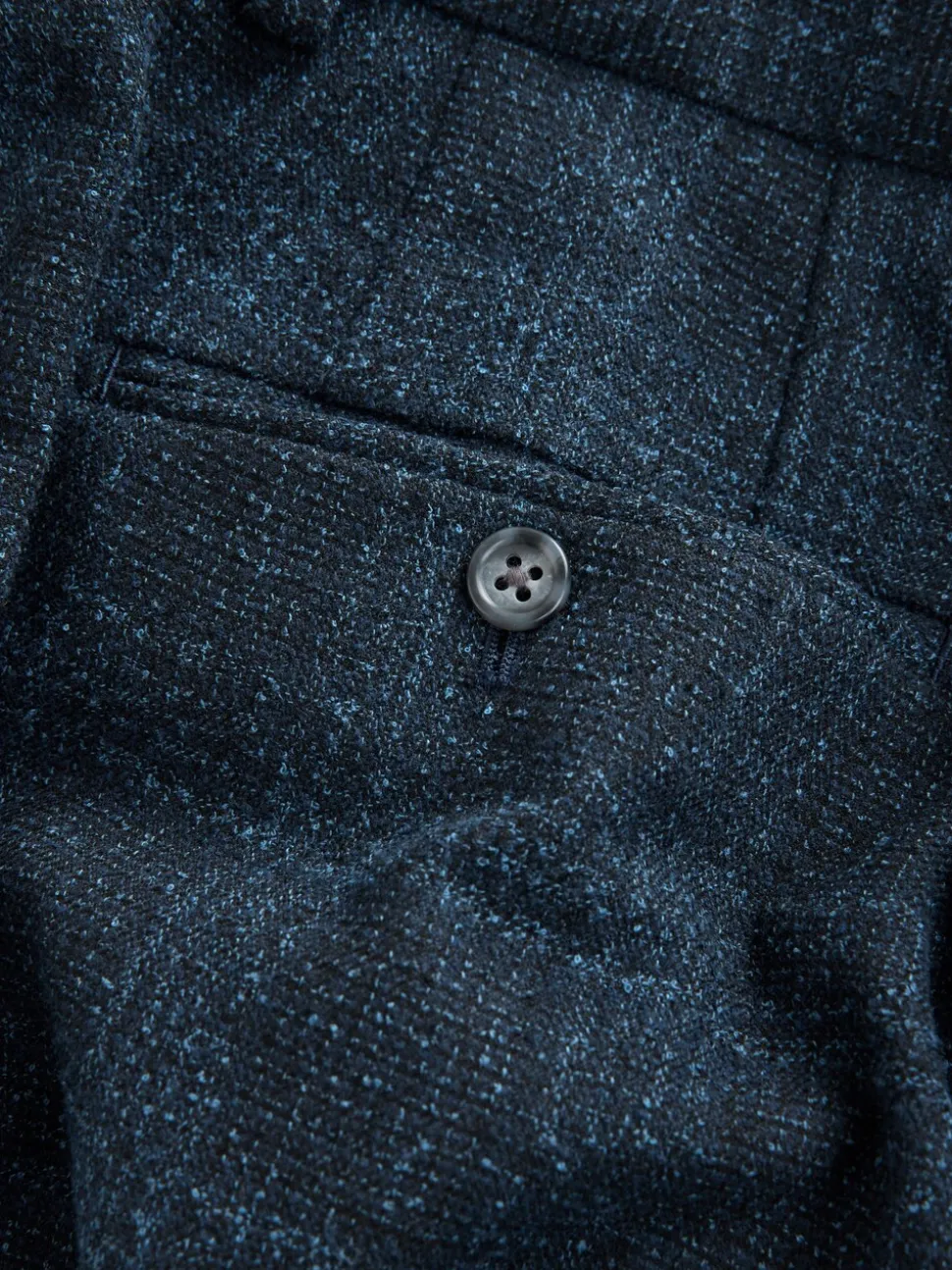 Navy Blue Slim Fit Check Suit Trousers