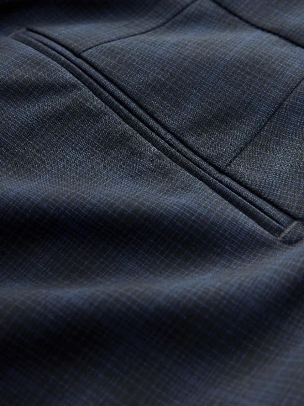 Navy Blue Slim Fit Check Suit Trousers