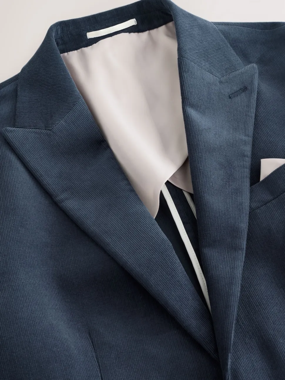Navy Blue Slim Fit Corduroy Suit Jacket