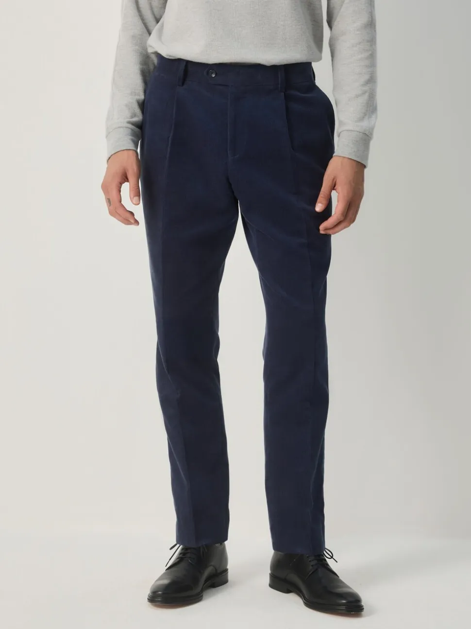 Navy Blue Slim Fit Corduroy Suit Trousers