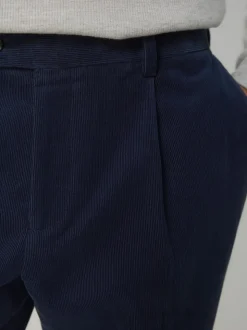 Navy Blue Slim Fit Corduroy Suit Trousers