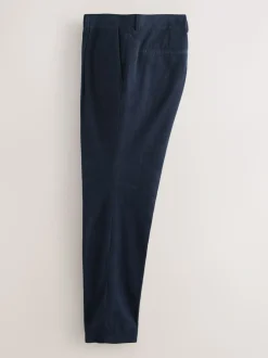 Navy Blue Slim Fit Corduroy Suit Trousers