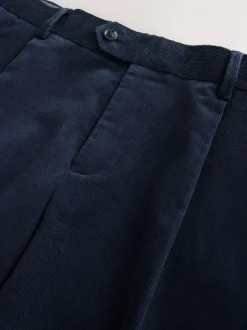 Navy Blue Slim Fit Corduroy Suit Trousers