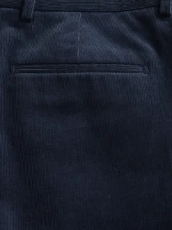 Navy Blue Slim Fit Corduroy Suit Trousers