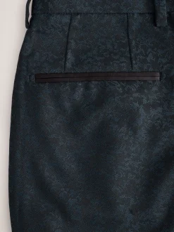 Navy Blue Slim Fit Jacquard Pattern Tuxedo Suit Trousers