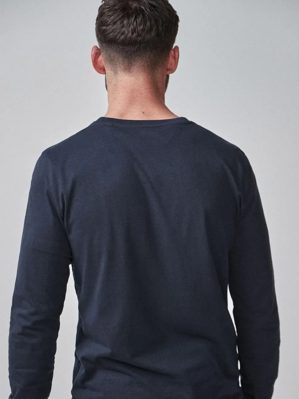 Navy Blue Slim Fit Long Sleeve Crew Neck T-Shirt