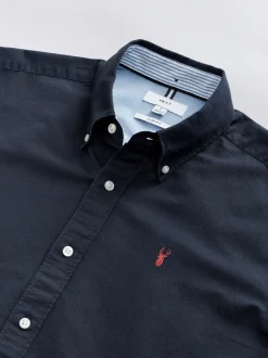 Navy Blue Slim Fit Long Sleeve Oxford Shirt