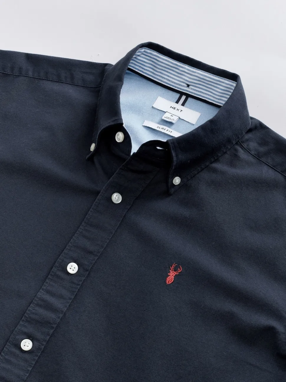 Navy Blue Slim Fit Long Sleeve Oxford Shirt