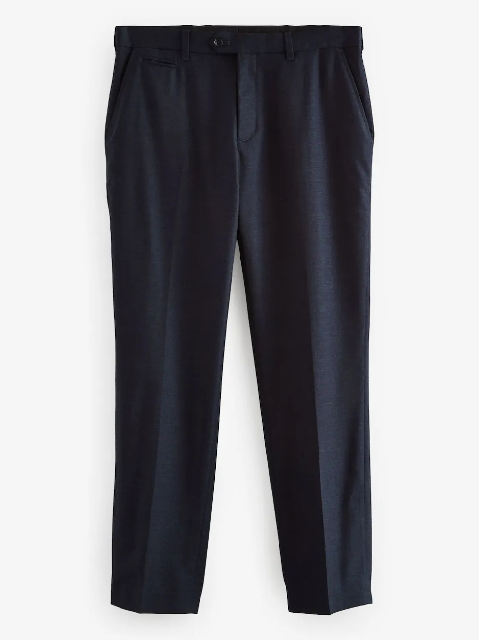 Navy Blue Slim Fit Signature 100% Wool Trousers With Motion Flex Waistband