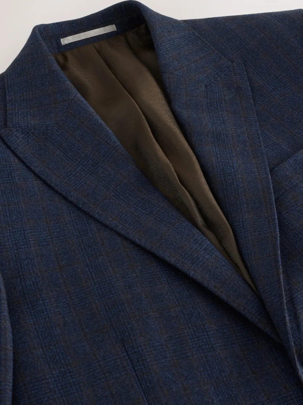 Navy Blue Slim Fit Signature Marzotto 100% Italian Wool Check Suit Jacket