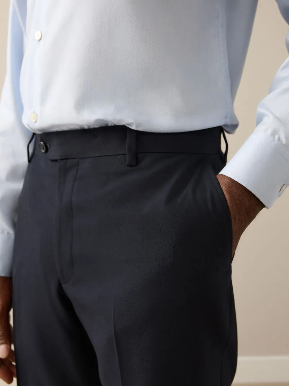 Navy Blue Slim Fit Slim Fit Signature Nova Fides 100% Italian Wool Suit Trousers