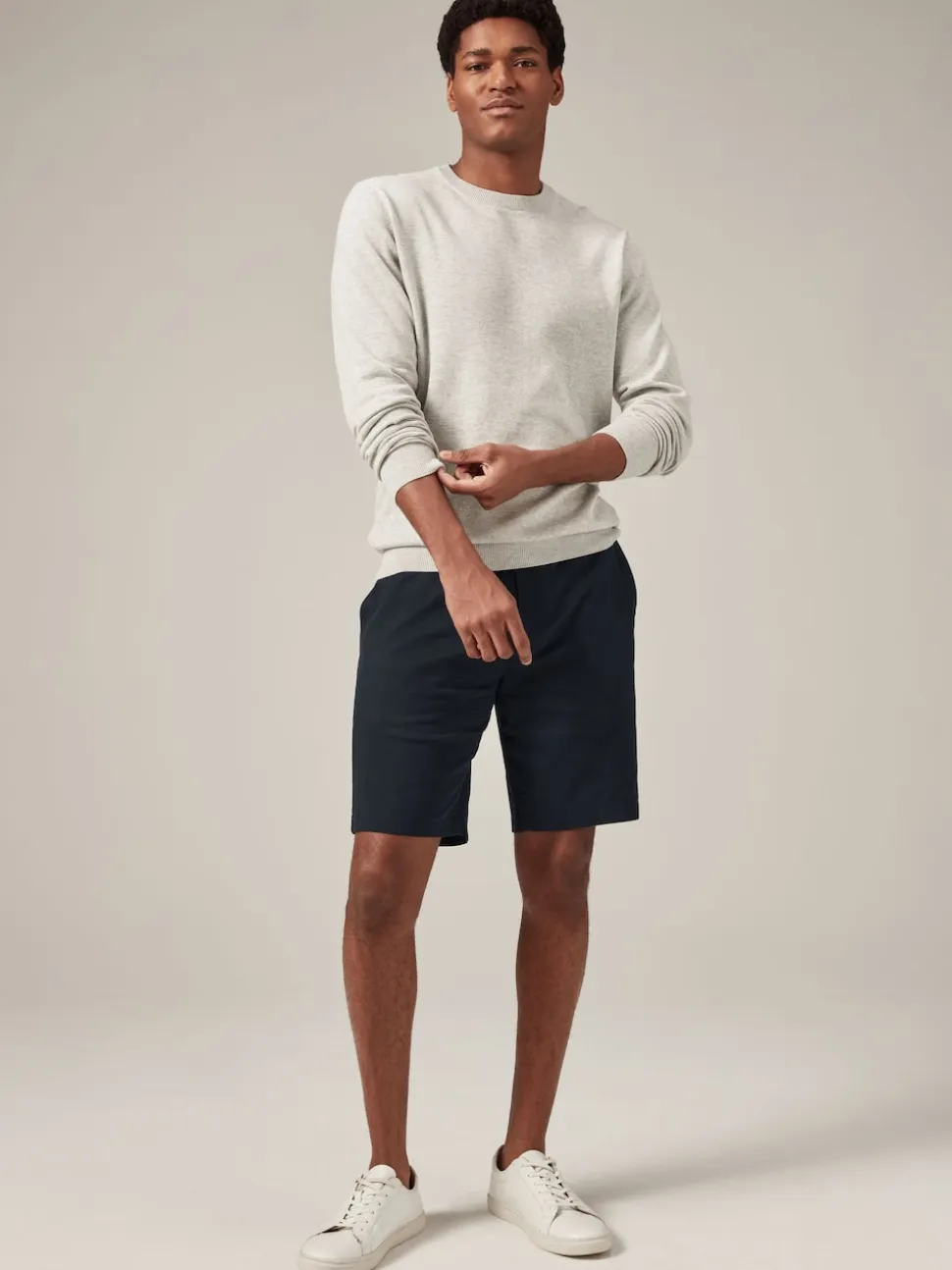 Navy Blue Slim Fit Stretch Chinos Shorts