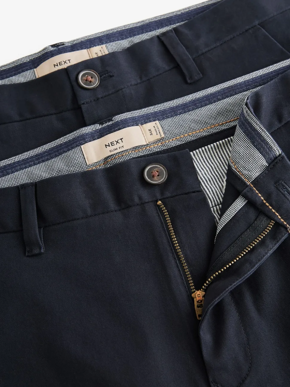 Navy Blue Slim Fit Stretch Chino Trousers 2 Pack