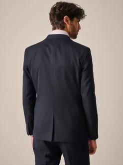 Navy Blue Slim Fit Textured Suit Jacket