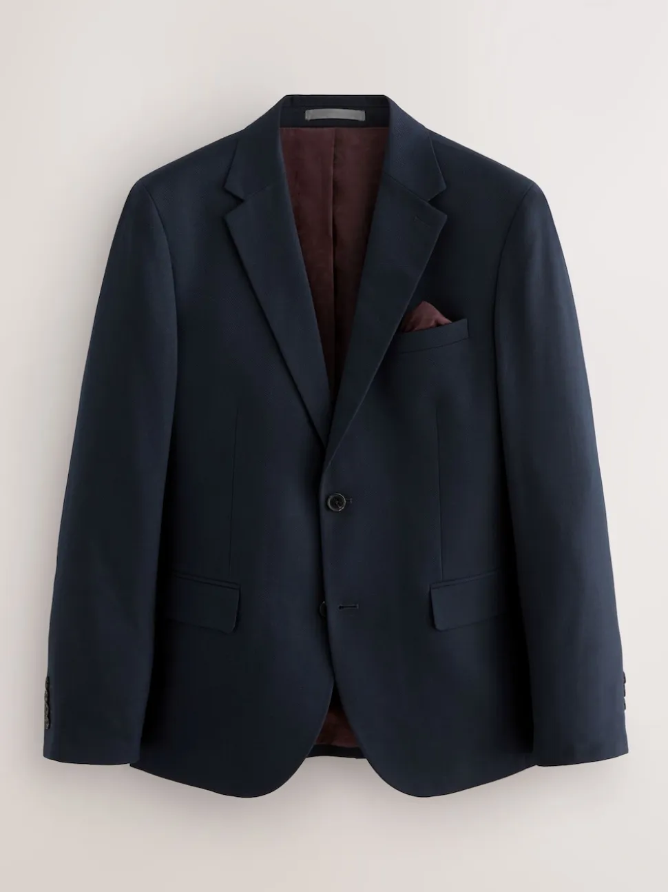 Navy Blue Slim Fit Textured Suit Jacket