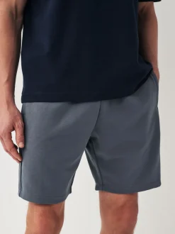 Navy Blue Slim Fit Zip Pocket Jersey Shorts