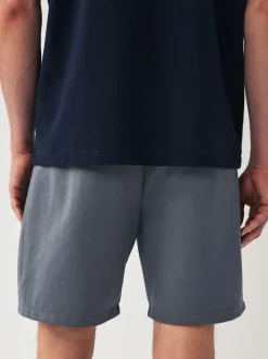 Navy Blue Slim Fit Zip Pocket Jersey Shorts