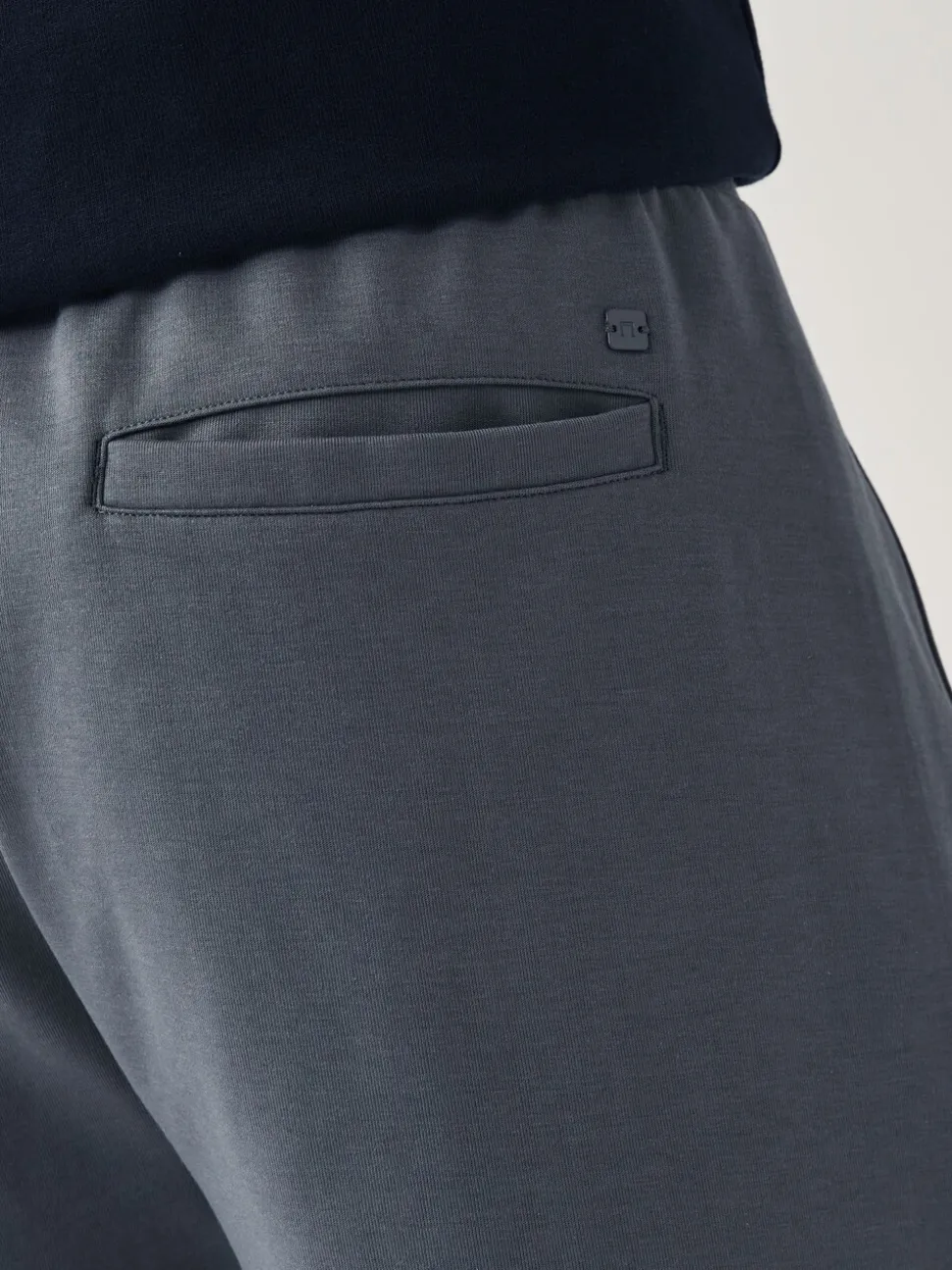 Navy Blue Slim Fit Zip Pocket Jersey Shorts