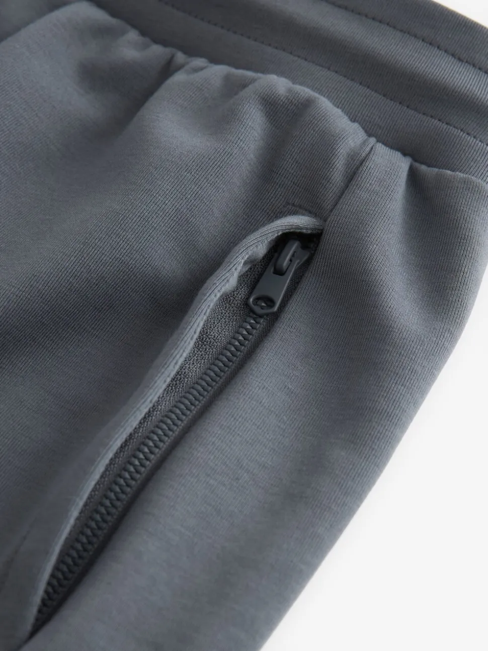 Navy Blue Slim Fit Zip Pocket Jersey Shorts