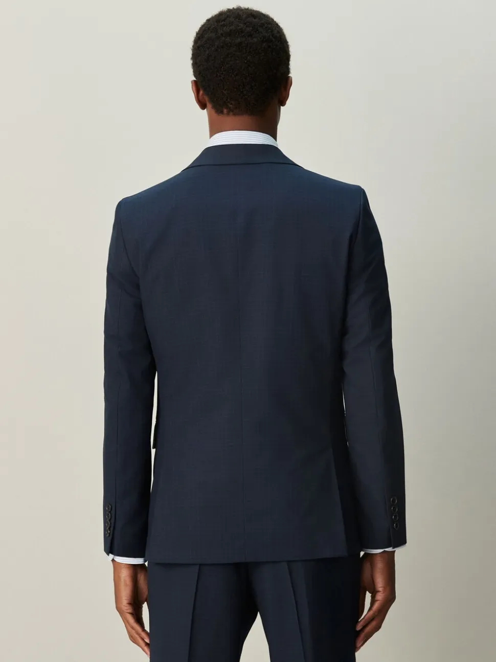 Navy Blue Slim Ft Check Suit Jacket