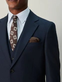 Navy Blue Slim Ft Check Suit Jacket