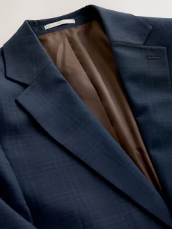 Navy Blue Slim Ft Check Suit Jacket