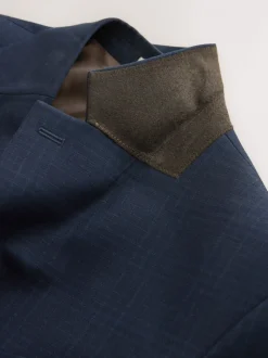 Navy Blue Slim Ft Check Suit Jacket