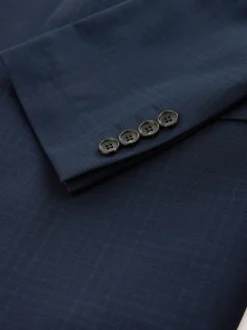 Navy Blue Slim Ft Check Suit Jacket