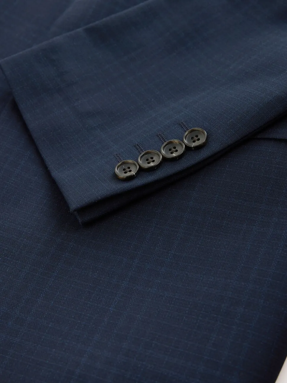 Navy Blue Slim Ft Check Suit Jacket