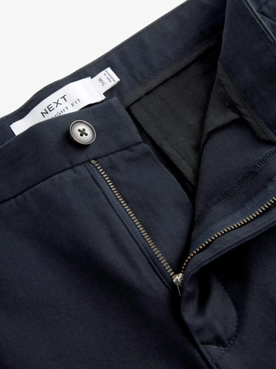 Navy Blue Straight Fit 100% Cotton Chino Trousers
