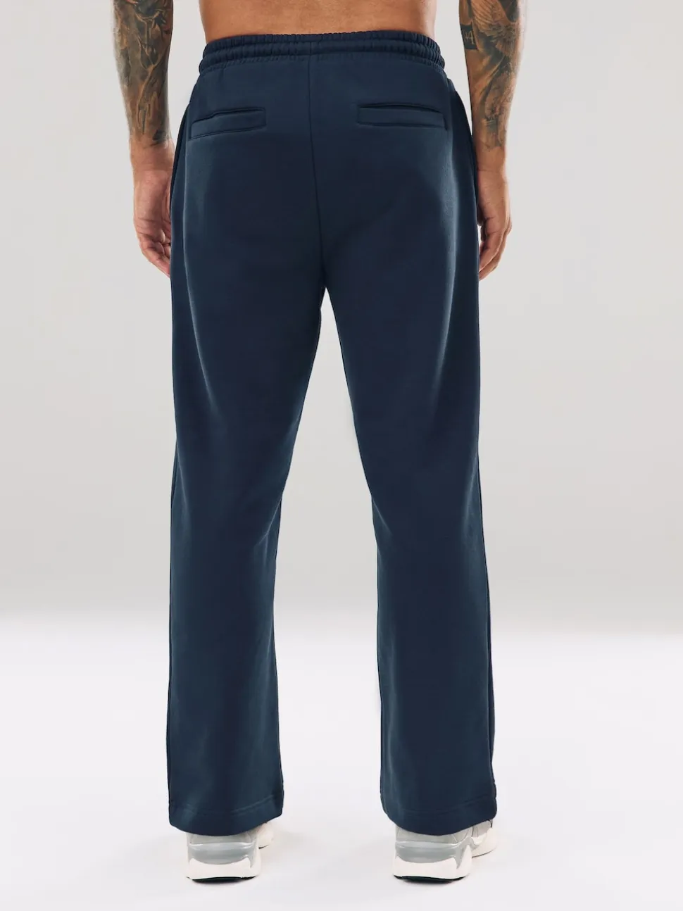 Navy Blue Straight Fit Brushback Heavyweight Joggers