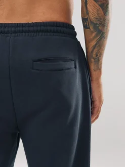 Navy Blue Straight Fit Brushback Heavyweight Joggers