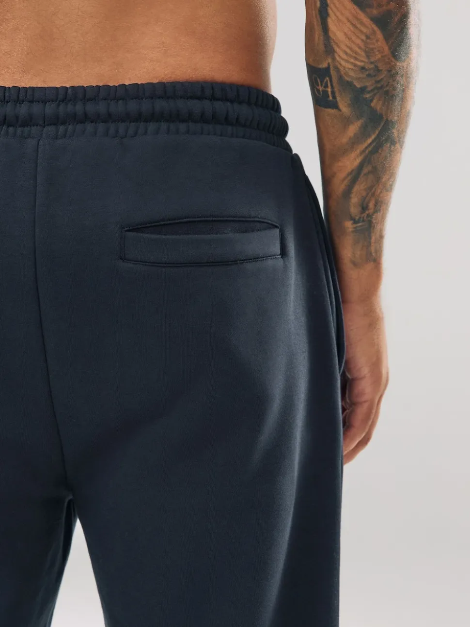 Navy Blue Straight Fit Brushback Heavyweight Joggers