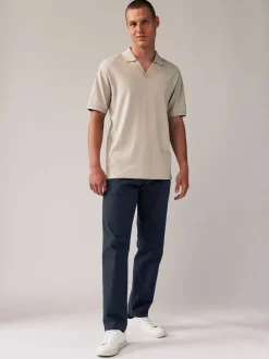 Navy Blue Straight Fit Stretch Chino Trousers 2 Pack