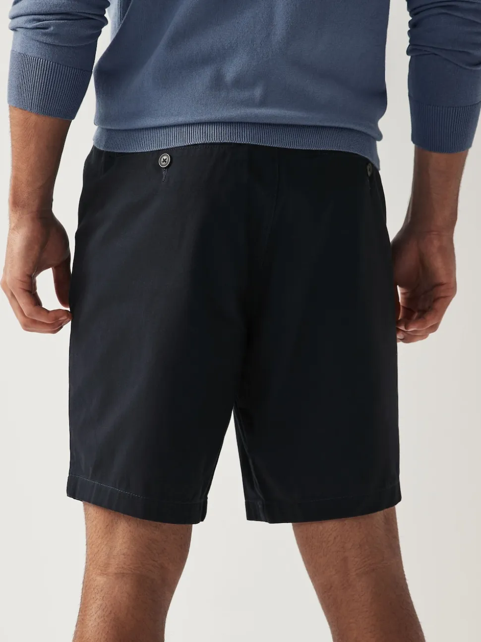 Navy Blue Straight Fit Stretch Chinos Shorts