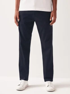 Navy Blue Straight Fit Stretch Chinos Trousers