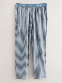 Navy Blue Stripe Short Sleeve Jersey Pyjamas Set