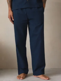 Navy Blue Stripe Short Sleeve Button Through Pyjamas Set
