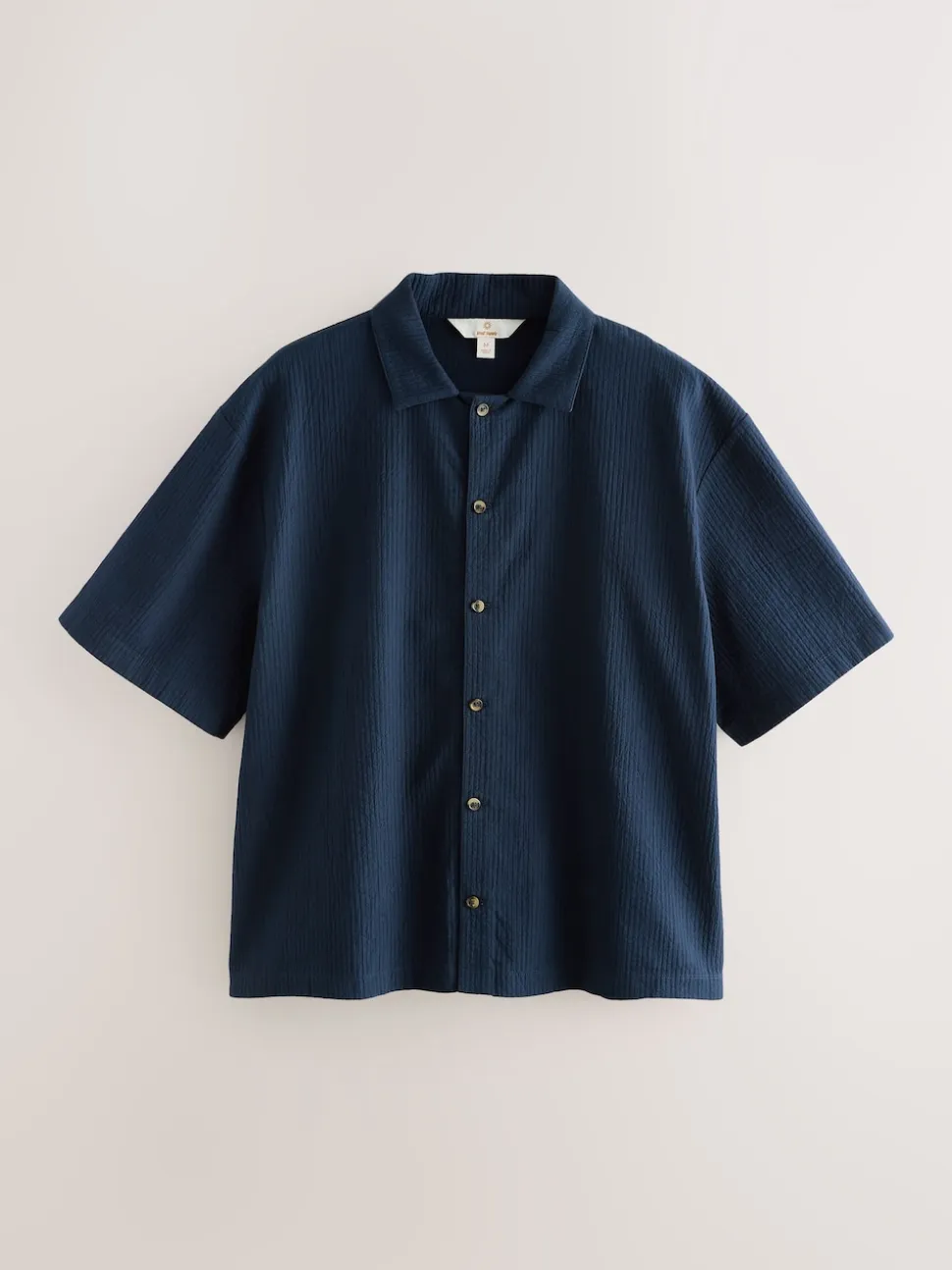Navy Blue Stripe Short Sleeve Button Through Pyjamas Set